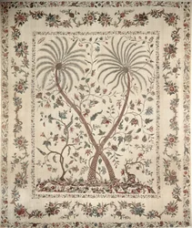 Bedsprei met palmboom motieven van de zuidelijke Coromandelkust, ca. 1770 (katoen)