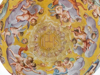 Plafondfresco, Mausoleum van de Habsburgers, Graz, Stiermarken, Oostenrijk, Europa