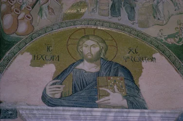 Christus in Majesteit, mozaïek boven de deur van de narthex van de Byzantijnse kerk van St. Saviour van de Chora