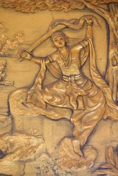 Boeddhistische pagode Chua Thiep Long. De Grote Tonsuur: Boeddha snijdt zijn haar af met zijn zwaard. Daarna verruilde hij zijn prinsenkleren voor het gewaad van een bedelaar. Vervolgens begon hij zijn zoektocht naar verlichting. Tay Ninh. Vietnam
