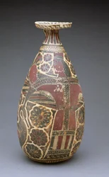 Corinthische zwart-figuur alabastron, met een gevleugelde "Meesteres van de Dieren", Grieks, Archaïsche Periode, ca. 600 v.Chr.