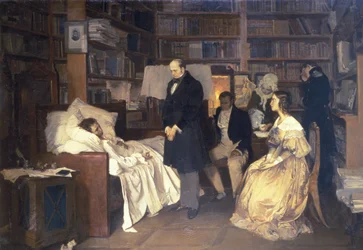 Dood van Pushkin, een schilderij van Dimitry Belyukin