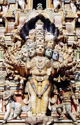 Decoratief detail van Hindoe tempel, Colombo, Sri Lanka