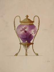 Ontwerp voor een gemonteerde Art Nouveau glazen brule-parfum, Huis van Carl Fabergé