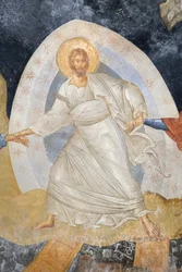 Detail van de Anastasis-fresco, kerk van de St. Verlosser in Chora, Parekklesion