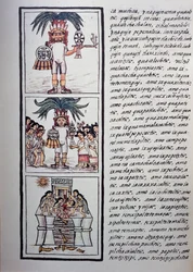 Festival van Toxcatl en zijn slachtoffer, Boek II van Florentijnse Codex, tweetalige versie in Spaans en Nahuatl, Algemene Geschiedenis van de Dingen van Nieuw-Spanje (Historia general de las cosas de Nueva Espana), Azteekse beschaving