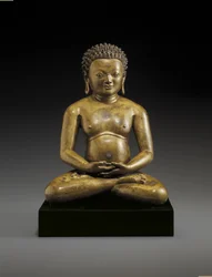 Beeld van een zittende yogi, mogelijk Padampa Sangye, 11e-12e eeuw