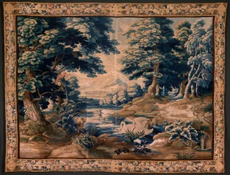 Vlaamse wandtapijt. Zogenaamde Verdure. Atelier van Oudenaarde. 340x451cm. Inv 00020