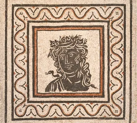Vloermozaïek met de afbeelding van een seizoen in het midden, derde eeuw n.Chr., Nationaal Museum van Rome (Museo Nazionale Romano), Rome, Italië