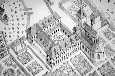Frankrijk - Orne - Departement 61 - Lonlay - Gravure van de Abdij