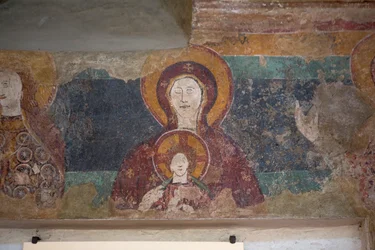 Fresco in de Santa Maria Assunta kerk, Arqua Petrarca, Veneto, Italië