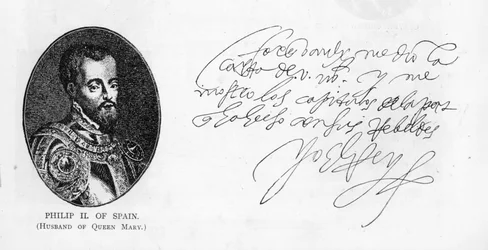 Handschrift en handtekening van Filips II, koning van Spanje