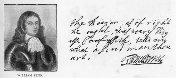 Handschrift en handtekening van William Penn uit een brief aan Sir Robert Southwell