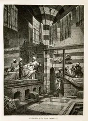 Intern uitzicht van een oosters bad Illustratie uit de Atlas van Egypte