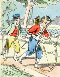 Spel: De hoepels - Kindervermaak Alfabet ca. 1890 (lithografie)
