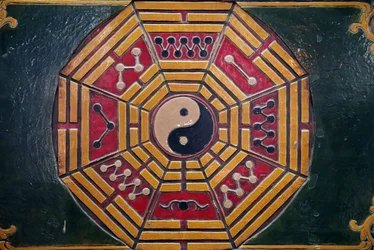 Khanh Van Nam Vien Taoïstische pagode. Yin Yang symbool. Ho Chi Minhstad. Vietnam