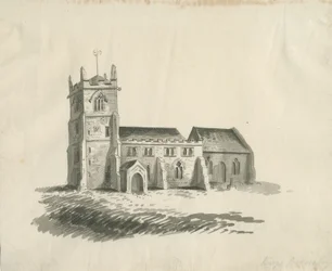 Kings Bromley Church: sepia tekening