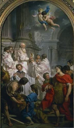 De mis van de Griekse ritus van Sint Basilius van Caesarea of Basilius de Grote (330-379), en flauwvallen van de Byzantijnse keizer Valens, beschermer van de Arianen