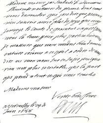 Brief van Lodewijk XIV aan Maria van Modena, waarin hij haar feliciteert met de geboorte van een prins, James Edward, prins van Wales