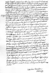 Brief van Maria Stuart terwijl ze gevangen zat in Sheffield aan koningin Elizabeth I van Engeland, waarin ze bidt om te mogen overleggen met een van haar Franse dienaren, de troost te hebben van een katholieke priester en openlijk te kunnen corresponderen