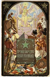 Literatuur. Taalkunde. Allegorie van het Esperanto (Europese gemeenschappelijke taal). Ansichtkaart, Hongarije