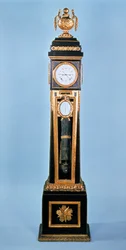Louis XVI ebbenhouten gefineerde lange slingerklok, door Ferdinand Berthoud, Parijs, late 18e eeuw