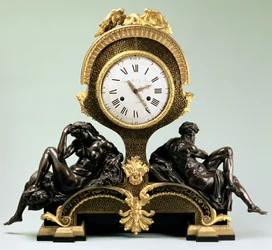 Schouwklok met figuren van Dag en Nacht, door Jean Andre Lepaute, Parijs