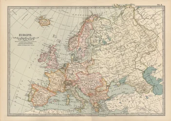 Kaart van Europa, ca. 1900 (gravure)