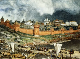 Kremlin van Moskou Tijdens het Bewind van Ivan Lli (Ivan de Grote) in de 16e Eeuw door Apolinary Vasnetsov (1921)