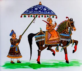 Muurschildering in de oude stad, Udaipur, Rajasthan, India, Azië