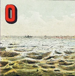 O - Oceaan. Onmetelijke watermassa die de aarde omringt. Het water van de oceaan is zout; de mens kan het niet drinken - Gravure uit Alphabet geographique, Guerin-Muller et Cie, Parijs