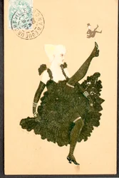 Oude ansichtkaart/Franse Cancan/Vrouw van de Belle Epoque