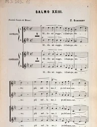 Pagina van muziekpartituur van Psalm 23, op 132, D 706 door Franz Schubert