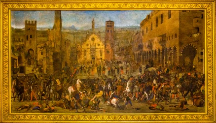 Schilderij van Mantua dat de glorieuze strijd van de Gonzaga-familie verheerlijkt