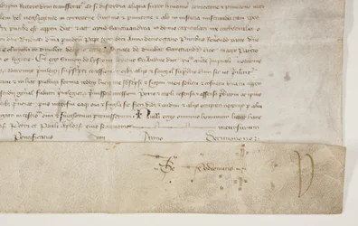 Pauselijke bul die het charter van Bisschop Henry Wardlaw bevestigt, recto