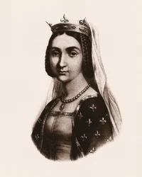 Portret van Jeanne van Frankrijk of Valois (1464-1505) Koningin van Frankrijk. gravure