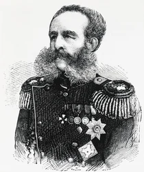 Portret van Prins Dmitry Ivanovich Sviatopolk-Mirsky (1825-1899), Russische generaal, gravure