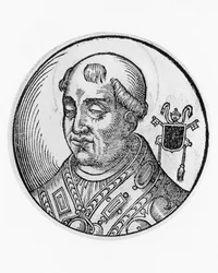 Portret van Sint Agatho, 79e paus van de Katholieke Kerk vanaf 678, gravure