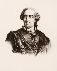 Portret van de Koning van Frankrijk Lodewijk XV (1710-1774) Gravure uit de 19e eeuw
