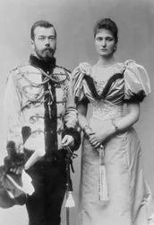 Portretfoto van Tsaar Nicolaas II en Prinses Alix van Hessen, c.1894