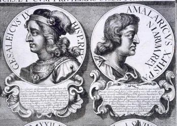 Portretten van Gesalec en Amalaric (litho)