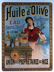 Poster die olijfolie uit Nice, Frankrijk adverteert
