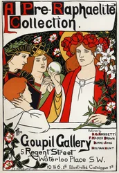 Pre-Raphaelite tentoonstelling in de Goupil Gallery, Londen, ca. 1897