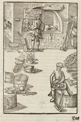 Zuivering van zilvererts door vuur - Gravure uit Beschrijving van de ertsen en de belangrijkste mijnbouwmethoden, door Lazarus Ecker