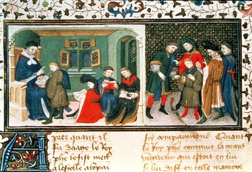 Meester en leerlingen, uit 