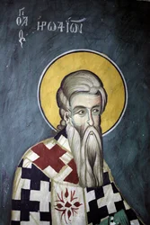 Sint-Herodion Byzantijnse fresco van het Agios Ioannis Lampadistis klooster, Sint-Johannes Lampadistis 11e eeuw Cyprus Geschilderde kerken UNESCO site Troodos, Cyprus