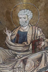 Sint-Pieter Mozaïek in de kathedraal Santa Maria Nuova 12e eeuw Monreale, Sicilië