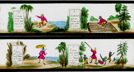 Scène uit de avonturen van Robinson Crusoe