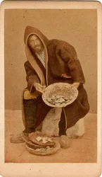 Klein beroep: portret van een visverkoper, Venetië. 19e eeuw