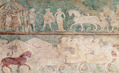Spanje, Aragon, Saragossa, Aljaferia Paleis, Fresco detail